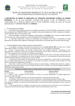 Edital de Convoca&ccedil;&atilde;o PROGRAD 23/2015