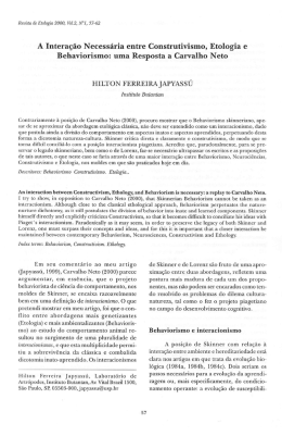 A Interação Necessária entre Construtivismo, Etologia e Behaviorismo