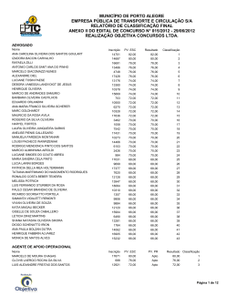 Relat&oacute;rio de Classifica&ccedil;&atilde;o Final