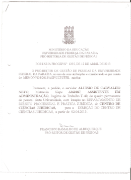 Portaria Remo&ccedil;&atilde;o Aluisio de Carvalho Neto