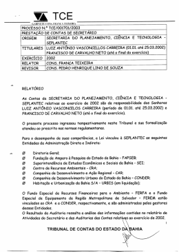 PROCESSO N.° TCE/001701/ 2003 - Portal do Tribunal de Contas