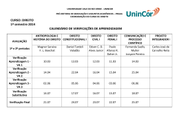 CURSO: DIREITO 1º semestre 2014 CALENDÁRIO DE