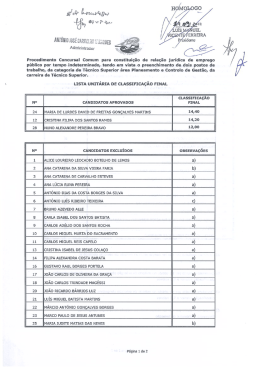 Lista Unitária de Classificação Final Homologada