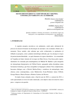 SIGNOS IDENTIT&Aacute;RIOS NA COMUNIDADE DE VARGINHA