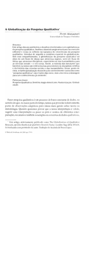 A Globaliza&ccedil;&atilde;o da Pesquisa Qualitativa*
