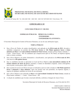 Comunicado nº 3 - Prefeitura Municipal de Ponta Grossa