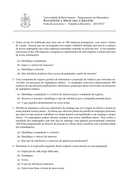 Departamento de Matem&aacute;tica ESTAT&Iacute;STICA APLICADA &Agrave; GEST&Atilde;O