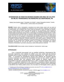 DIVERSIDADE DE INSETOS BIOINDICADORES EM