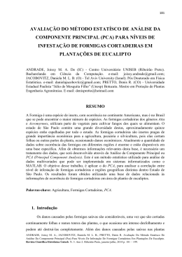 (pca) para n&iacute;veis de infesta&ccedil;&atilde;o de formigas