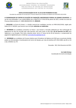 Inscri&ccedil;&otilde;es deferidas e indeferidas - Centro de Sele&ccedil;&atilde;o