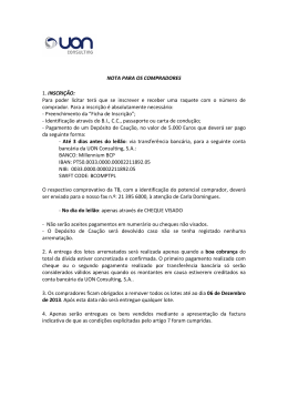 NOTA PARA OS COMPRADORES 1. INSCRIÇÃO