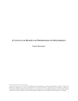 A cl&aacute;usula de reserva de propriedade em Mo&ccedil;ambique
