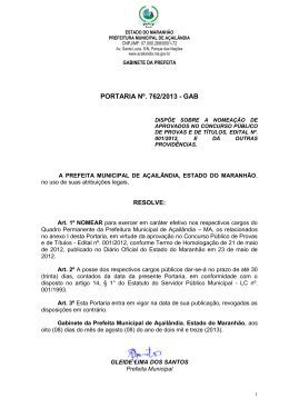 portaria nº. 762 /2013 - gab - Prefeitura de Açailândia – MA