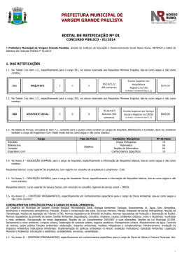 Edital de Retifica&ccedil;&atilde;o N&ordm; 01