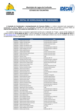 Homologa&ccedil;&atilde;o das inscri&ccedil;&otilde;es