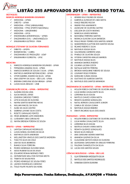 Lista de aprovados 2015 - Curso Avan&ccedil;os