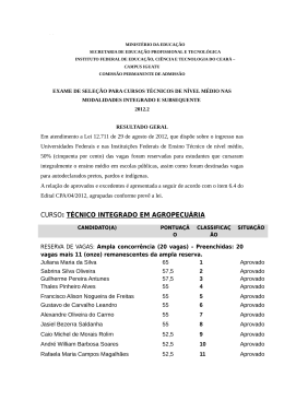 CURSO: T&Eacute;CNICO INTEGRADO EM AGROPECU&Aacute;RIA