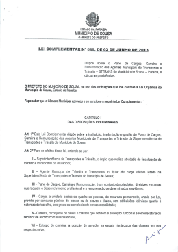 Lei Complementar 099.2013 - Agente de Tr&acirc;nsito