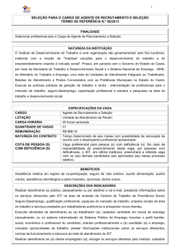 sele&ccedil;&atilde;o para o cargo de agente de recrutamento e