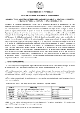 GOVERNO DO ESTADO DE MINAS GERAIS EDITAL