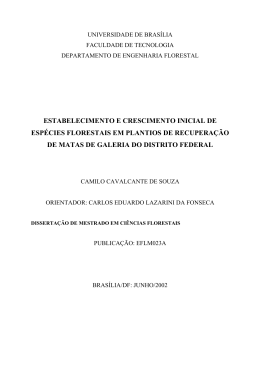 Estabelecimento e crescimento inicial de esp&eacute;cies florestais