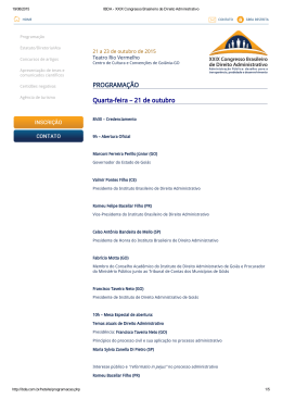 PROGRAMA&Ccedil;&Atilde;O Quarta-feira &ndash; 21 de outubro