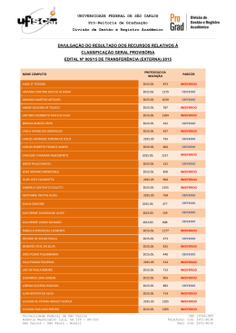 resultados dos recursos - classifica&ccedil;&atilde;o provis&oacute;ria - Pr&oacute;