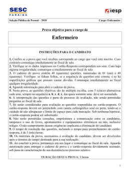Prova objetiva para o cargo de Enfermeiro