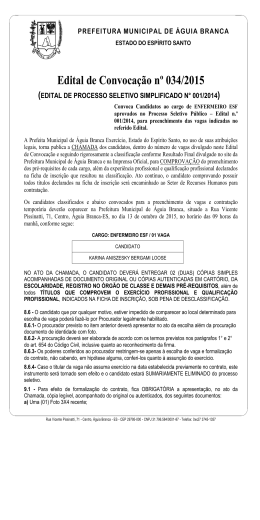 Edital de Convocação 034-2015 Processo seletivo ENFERMEIRO
