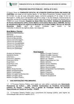 EDITAL N&ordm; 01/2013 O Diretor Geral da FUNDA&Ccedil;&Atilde;O