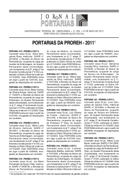 PORTARIAS DA PROREH - 20111 - Universidade Federal de