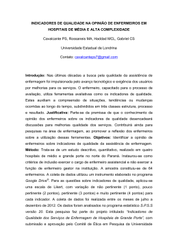 INDICADORES DE QUALIDADE NA OPINIÃO DE ENFERMEIROS