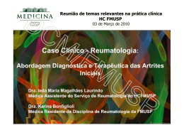 Caso Clínico - Reumatologia: - Departamento de Clínica Médica