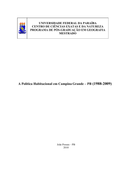 A Pol&iacute;tica Habitacional em Campina Grande &ndash; PB (1988