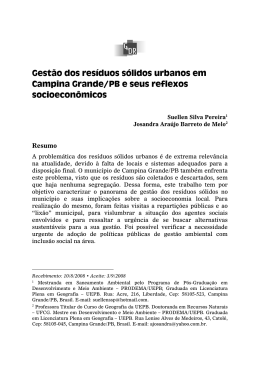 Gest&atilde;o dos res&iacute;duos s&oacute;lidos urbanos em Campina Grande/PB e