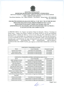Inscri&ccedil;&otilde;es homologadas