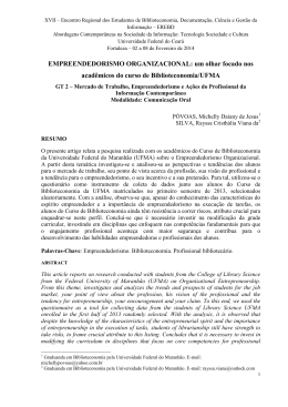 EMPREENDEDORISMO ORGANIZACIONAL: um olhar focado nos