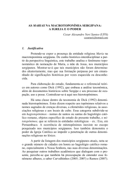 AS MARIAS NA MACROTOPON&Iacute;MIA SERGIPANA: A IGREJA E O