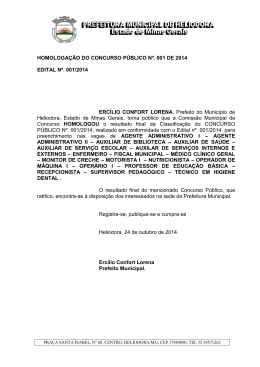 homologação do concurso público nº. 001 de 2014