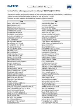 Resultado Preliminar de Isen&ccedil;&atilde;o para