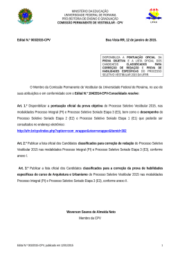 Edital N&ordm; 003-15 Pontua&ccedil;&atilde;o Oficial da Prova Objetiva, Lista Oficial