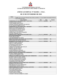 ANEXO AO EDITAL N&ordm; 012/2011 &ndash; CIAC, DE 25 DE