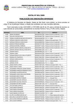 publica&ccedil;&atilde;o das inscri&ccedil;&otilde;es deferidas