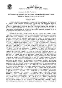 Aviso 02/2011 - TRT da 3ª Região