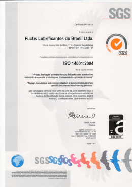 sgs - certificado iso 14001 - fuchs lubrificantes do brasil ltda.
