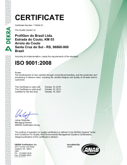 ProfiGen do Brasil Ltda., ISO 9001:2008