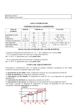 Lista 6: Calorimetria