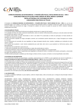 Convocação Prova de Títulos e Experiência