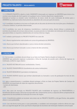 PROJETO TALENTO - REGULAMENTO