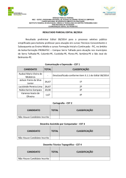 RESULTADO PARCIAL EDITAL 38/2014 Resultado preliminar